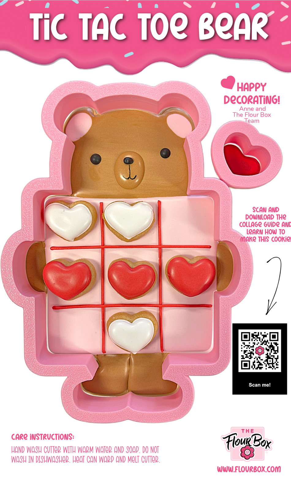 Tic Tac Toe Bear and Tiny Heart Cookie Cutter Set - Image 3 of 3