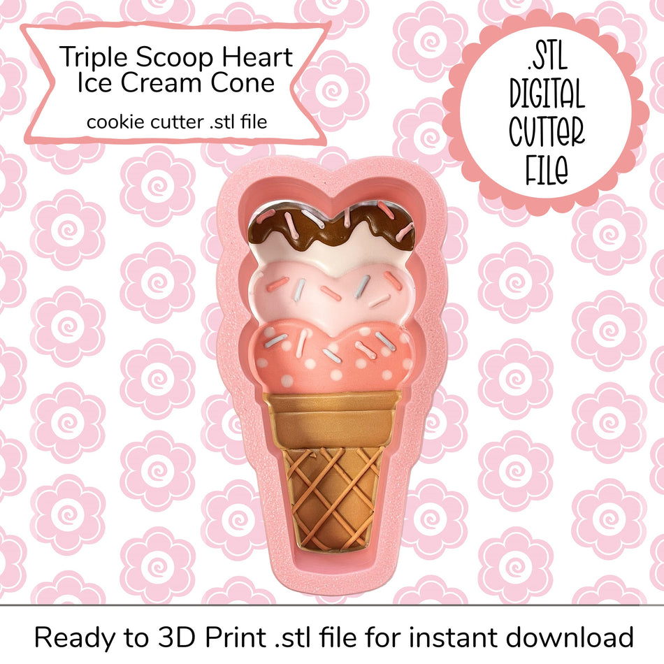 Triple Scoop Cutter STL File (digital file)