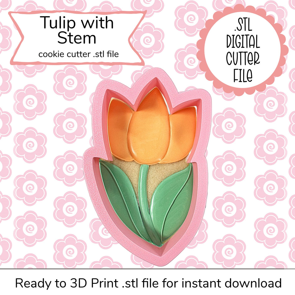 Tulip with Stem Cutter STL File (digital file)