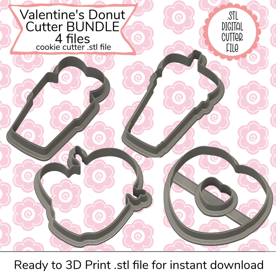 Valentine's Donut Cutter Bundle STL Files (digital file)