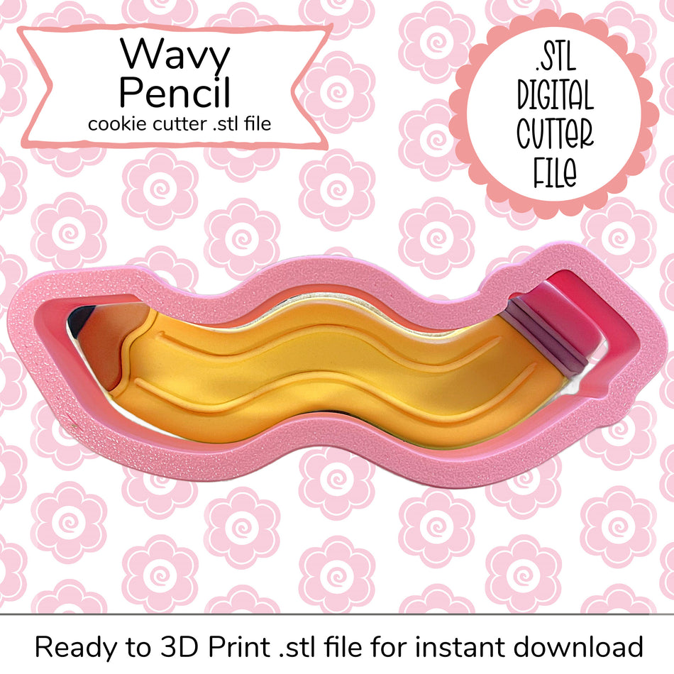 Wavy Pencil Cutter STL File (digital file)