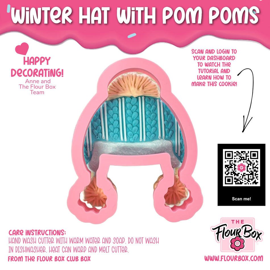 Winter Hat with Pom Poms Flour Box Club Cookie Cutter