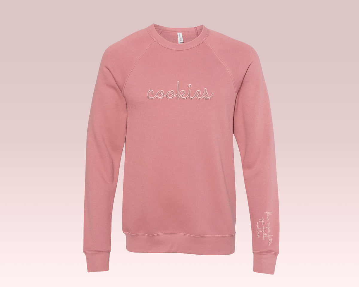 Cookies Embroidered Sweatshirt with Sleeve Ingredients Mauve