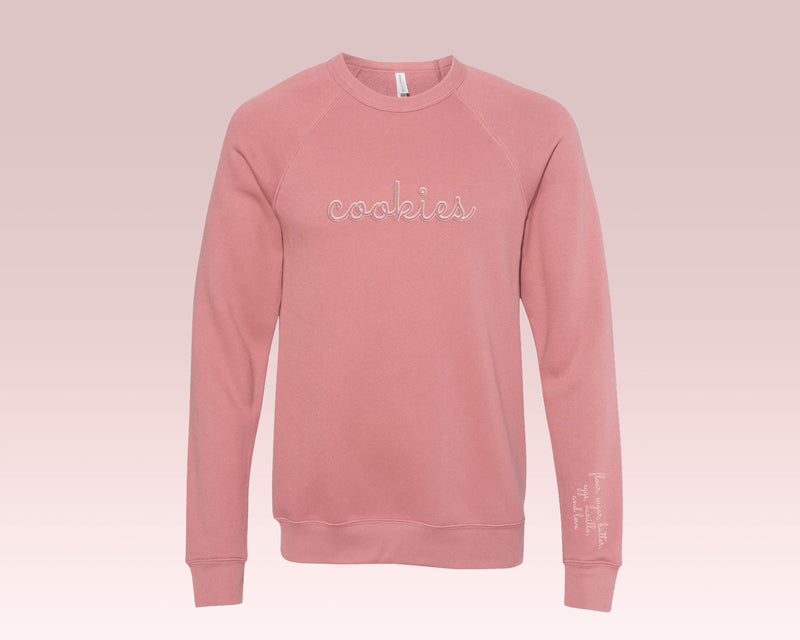 Cookies Embroidered Sweatshirt with Sleeve Ingredients Mauve