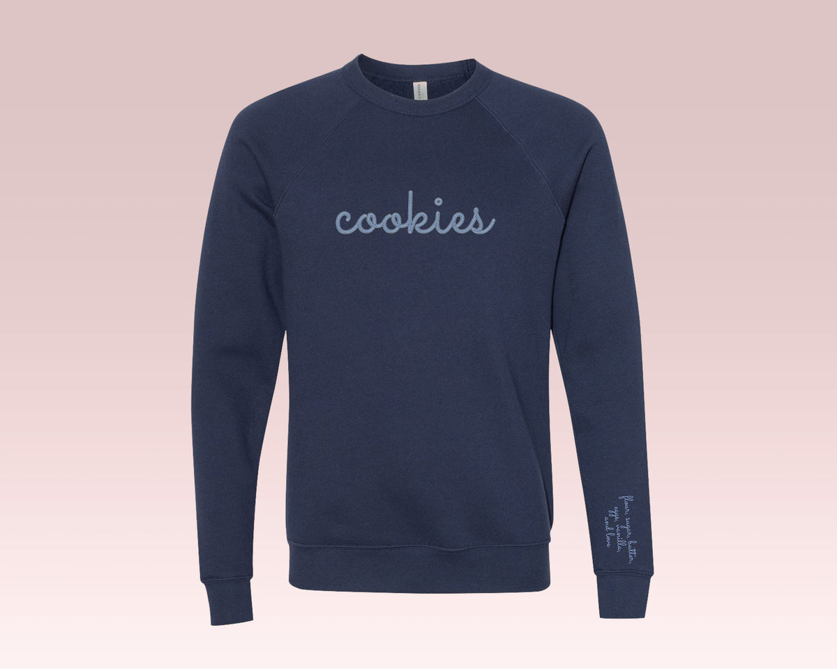 Cookies Embroidered Sweatshirt with Sleeve Ingredients Navy