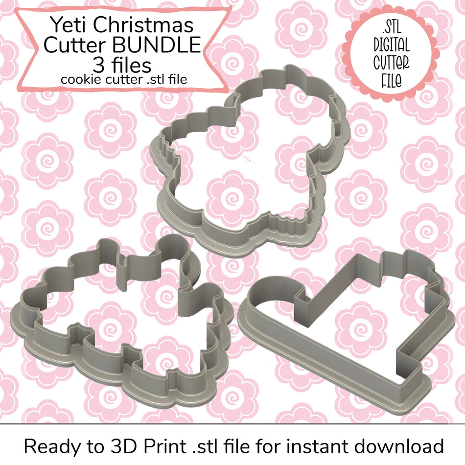 Yeti Christmas Cutter Bundle STL Files (digital file)