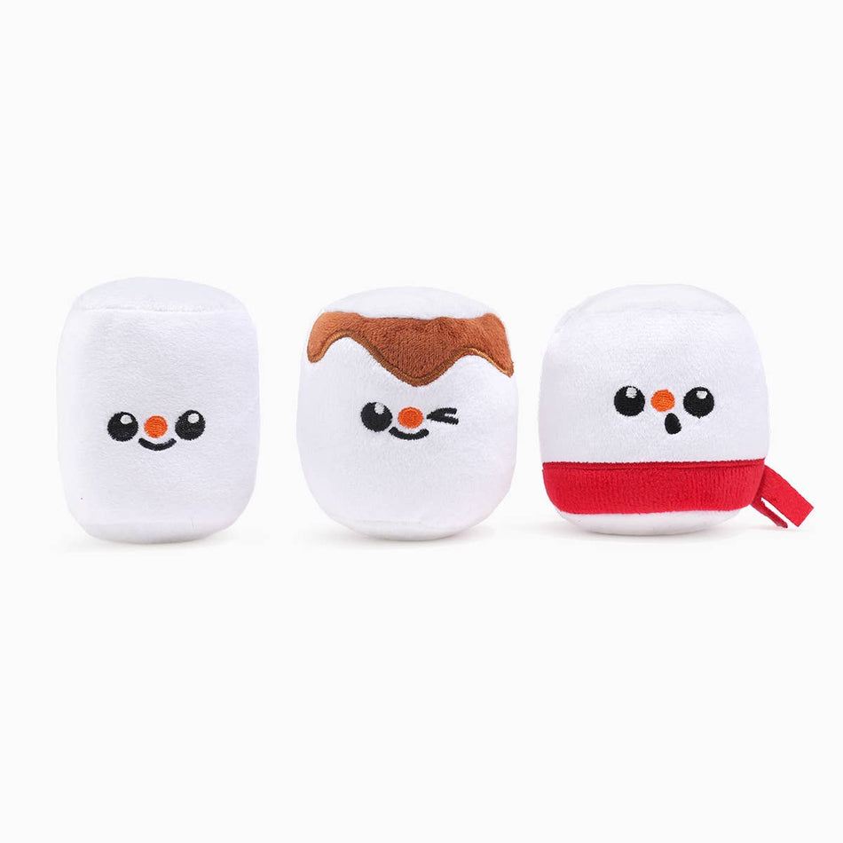 Hot Chocolate Dog Toy with Three Squeaky Marshmallows