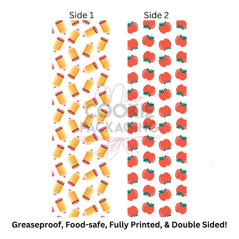 Apples Pencils Cookie BAG Backer Card - 2.625