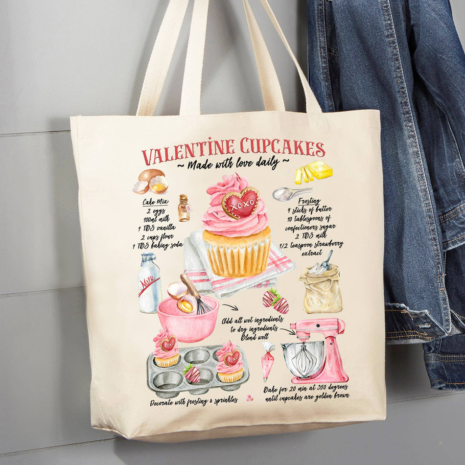 Valentine Cupcake Recipe Canvas Tote Bag - Image 1 of 1