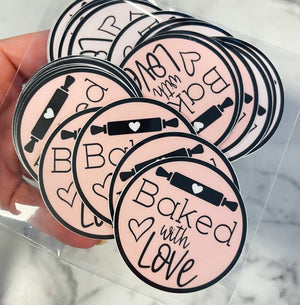 30-Pack 'Baked with Love' Vinyl Sticker