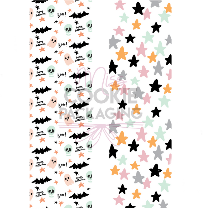 Bats, Ghosts, Skulls Cookie BAG Backer Card - 2.625" x 9.5" - QTY 25