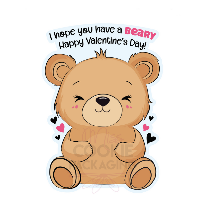 Beary Valentine’s Day Die Cut Cookie Card 4" x 7"  - QTY 25