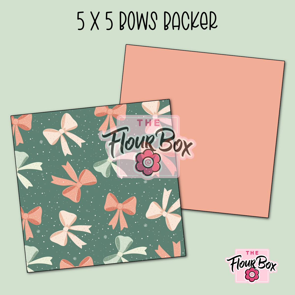 Bows Cookie BOX Backer - 5" x 5" Square - 25 BACKERS