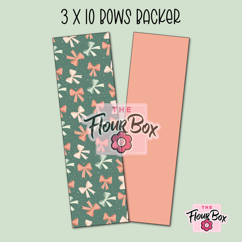 Bows Cookie BOX Backer - 3" x 10" Long - 25 BACKERS