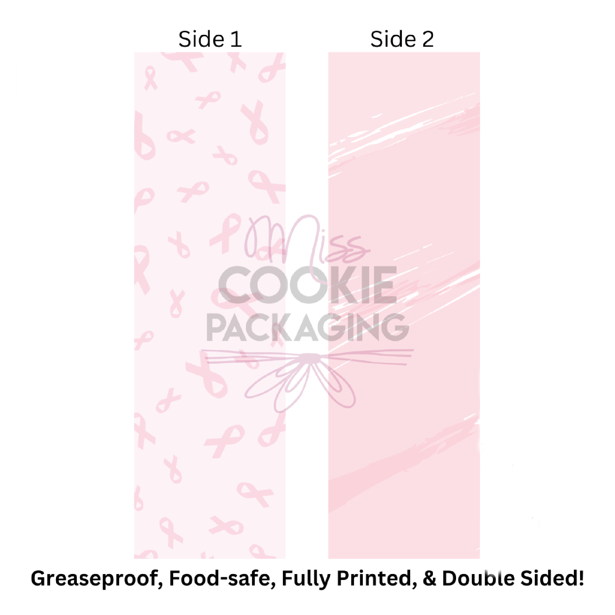 Breast Cancer Awareness Cookie BAG Backer Card - 2.625" x 9.5" - QTY 25