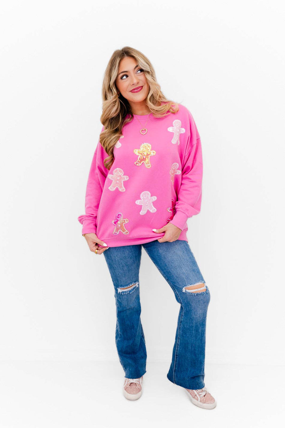 Spicy & Sparkly Gingerbread Man Sequin Sweatshirt