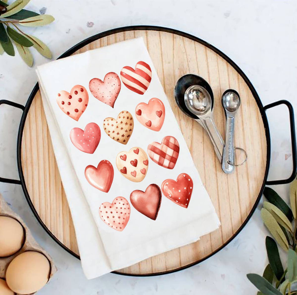 Valentine Heart Cookies  Flour Sack Tea Towel - Image 1 of 1