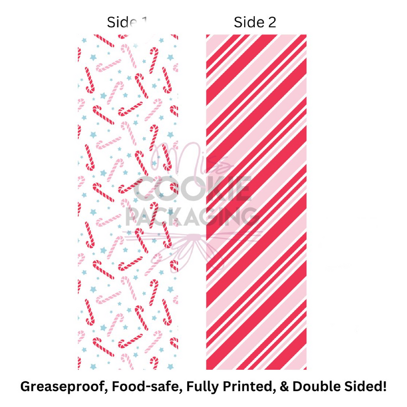 Candy Cane Stripes Cookie BAG Backer Card - 2.625" x 9.5" - QTY 25