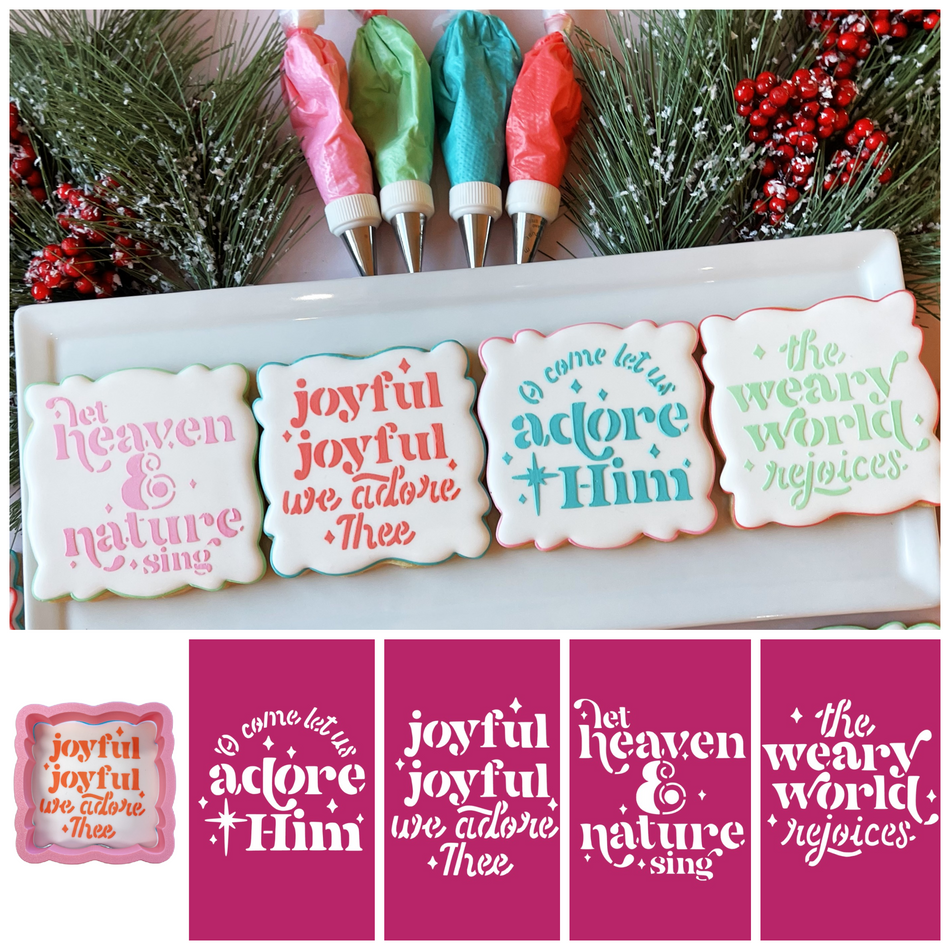 Christmas Carol 4pc Stencil with Cookie Cutter Bundle