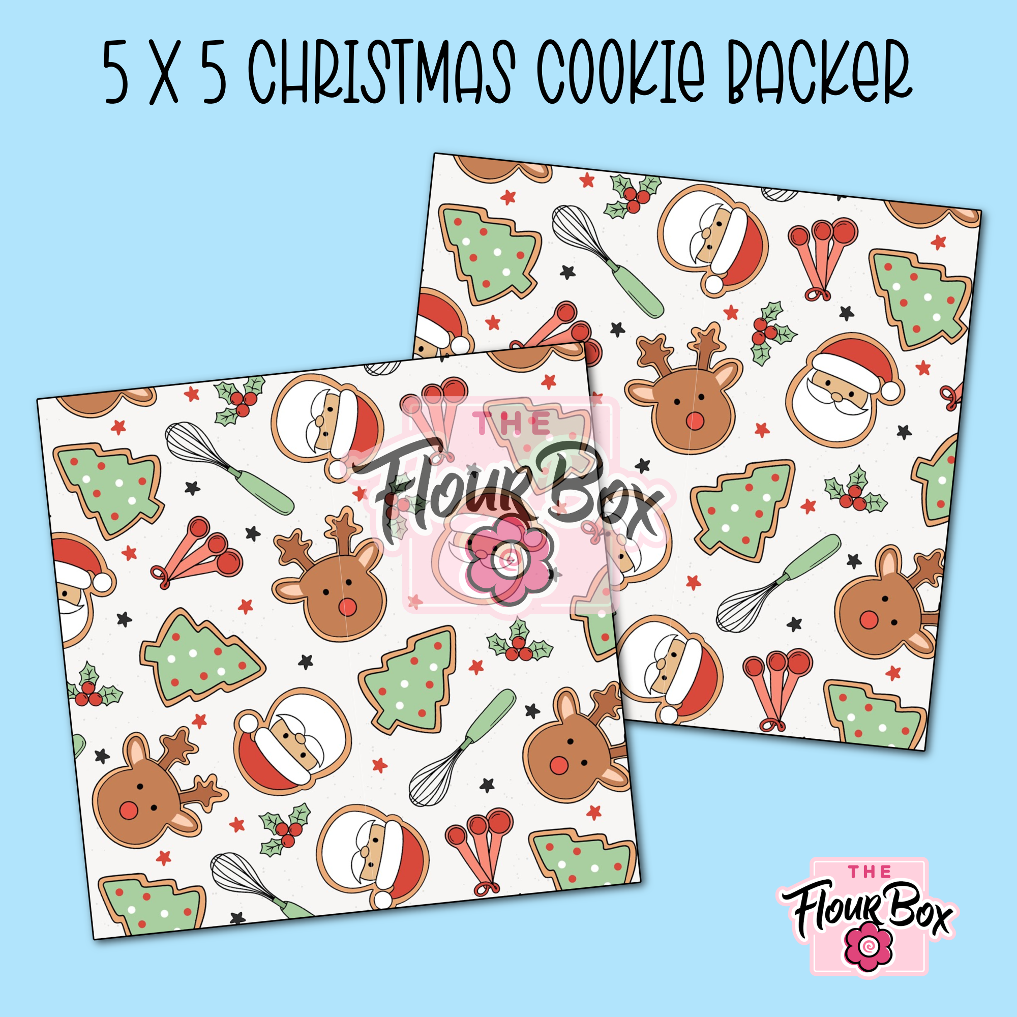 Christmas Cookie BOX Backer - 5" x 5" Square - 25 BACKERS