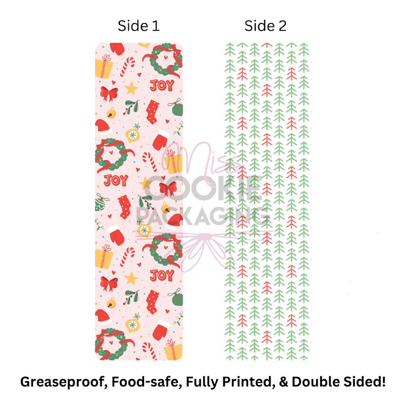 Christmas Pattern Cookie BAG Backer Card - 2.625" x 9.5" - QTY 25