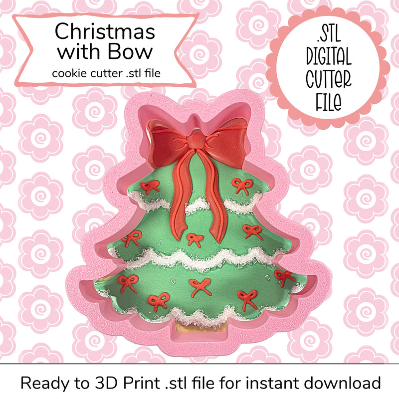 Christmas Tree with Bow Cutter STL File (digital file)