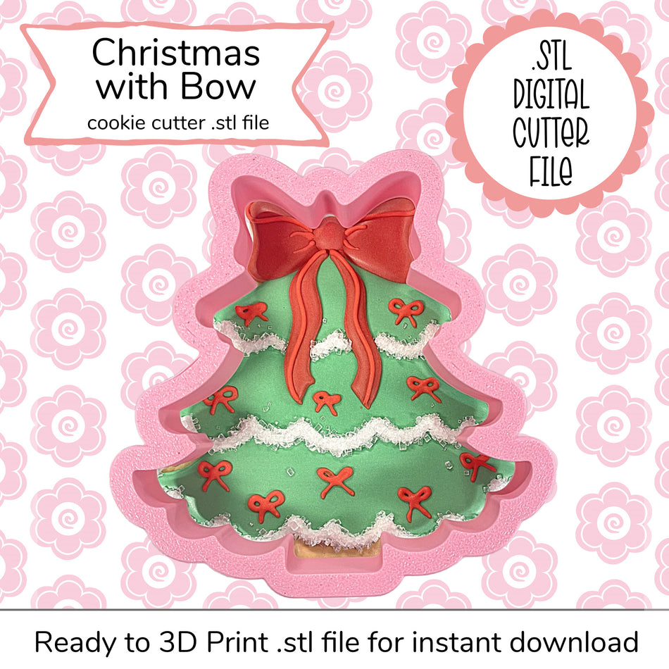 Christmas Tree with Bow Cutter STL File (digital file)