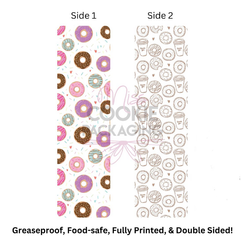 Donuts Coffee Cookie BAG Backer Card - 2.625" x 9.5" - QTY 25