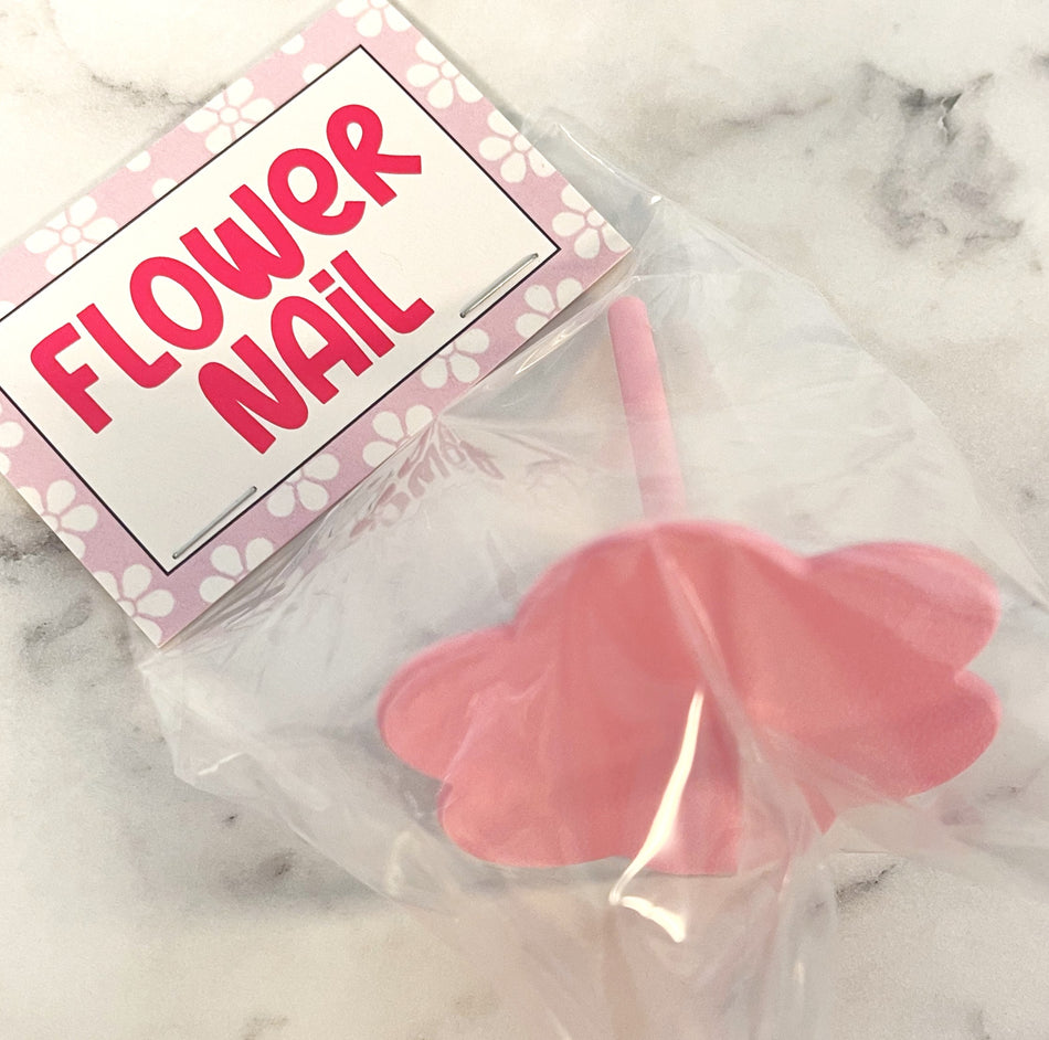 Pink Plastic Flower Nail Tool