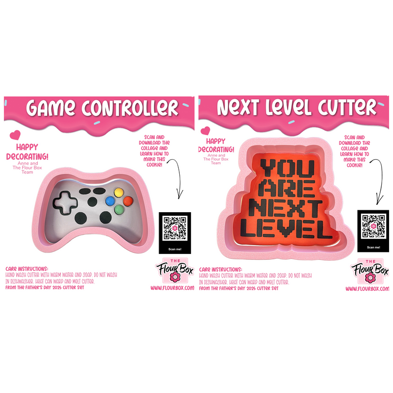 Gamer Cookie Cutter with Stencil BUNDLE (2 cutters & 2 stencils)