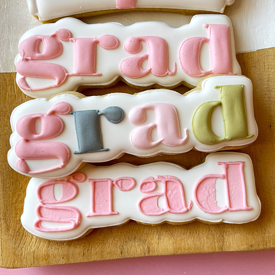 Grad Lowercase Cookie Cutter with Stencil