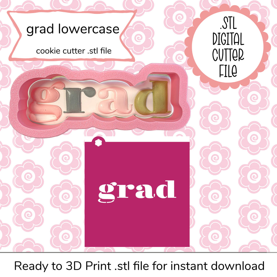 Grad Lowercase Cutter STL File and SVG Stencil File (digital file)