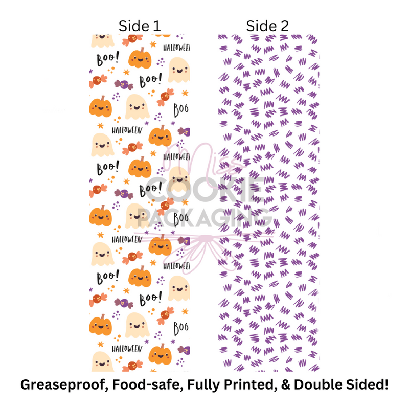 Halloween Boo Pumpkin Ghosts Cookie BAG Backer Card - 2.625" x 9.5" - QTY 25