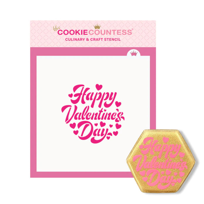 Happy Valentine's Day Calligraphy Stencil