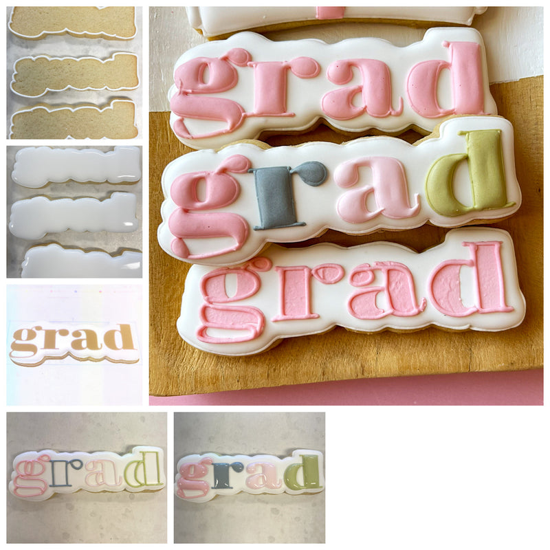 Grad Lowercase Cookie Cutter with Stencil