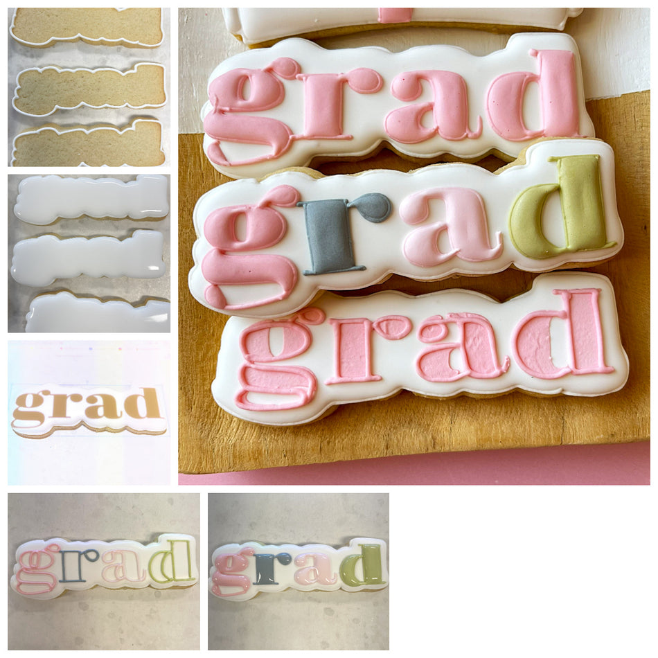 Grad Lowercase Cookie Cutter with Stencil