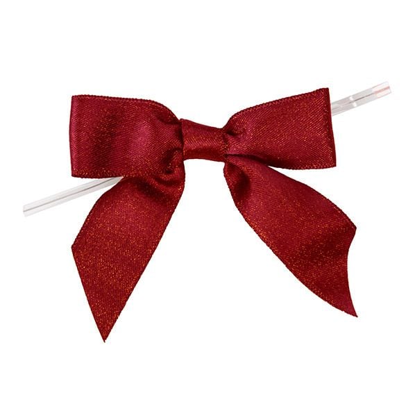 Red Metallic Pre-Tied Bow - 25 PACK