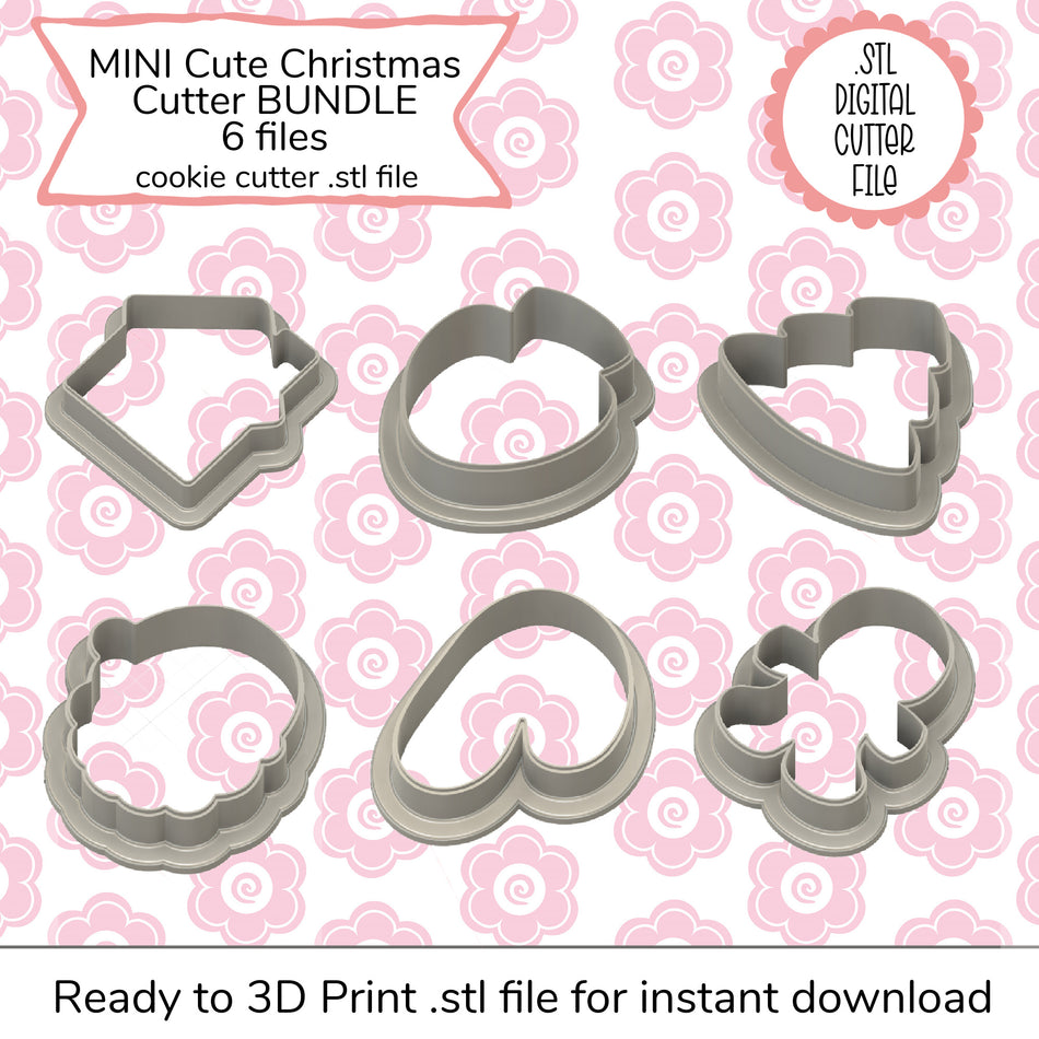 Mini Cute Christmas Cutter Bundle STL File (digital file)