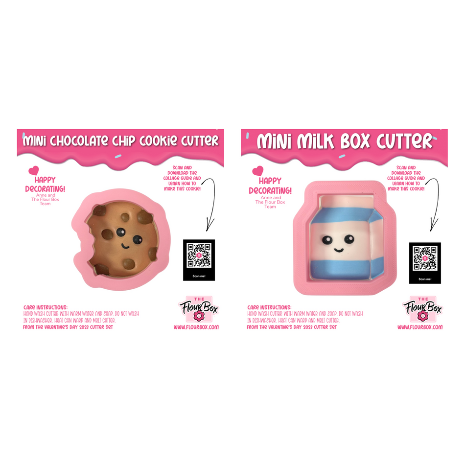 Mini Chocolate Chip Cookie and Mini Milk Box Cookie Cutter BUNDLE