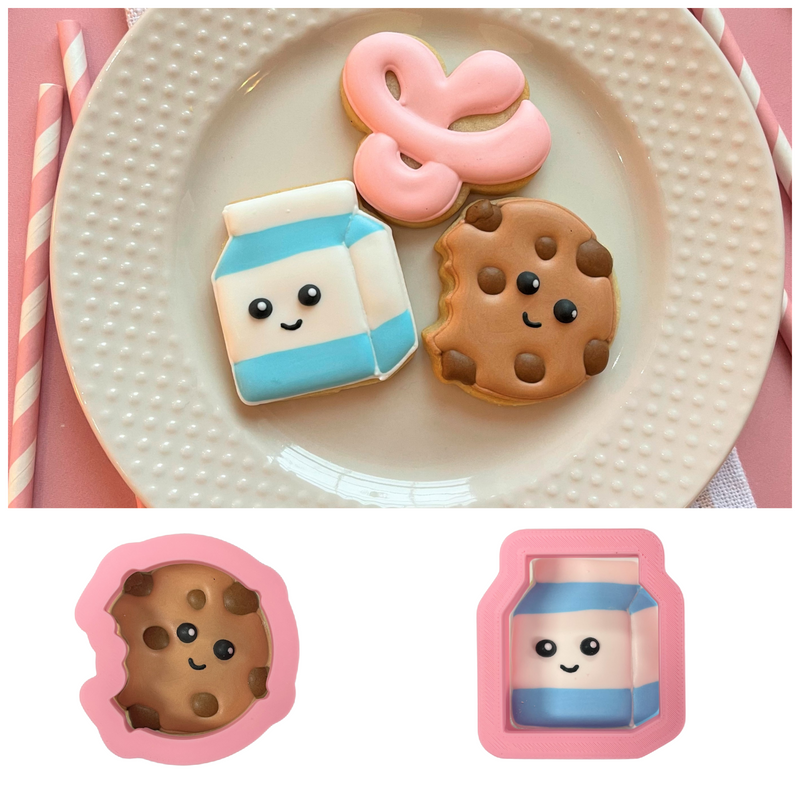 Mini Chocolate Chip Cookie and Mini Milk Box Cookie Cutter BUNDLE