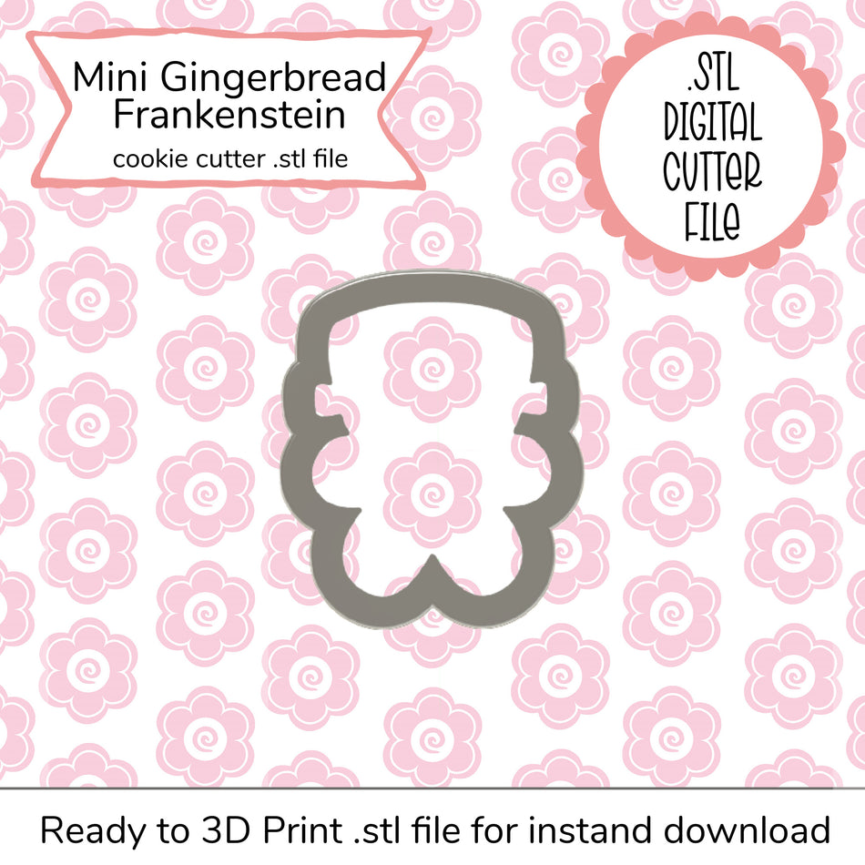 Mini Gingerbread Frankenstein Cutter STL File (digital)