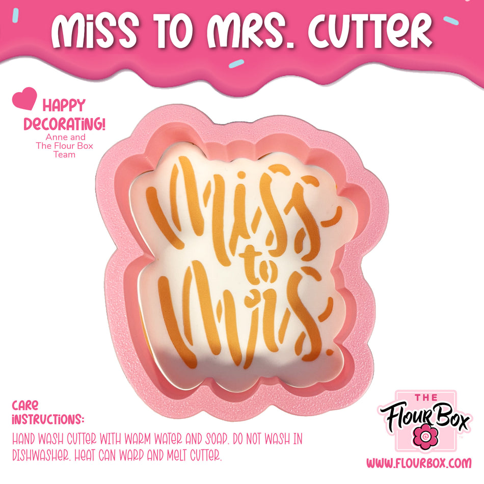 Miss to Mrs Plaque Cookie Cutter with Stencil