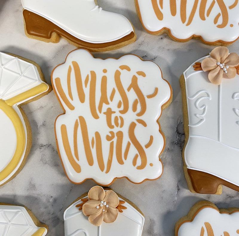 Miss to Mrs Plaque Cookie Cutter with Stencil