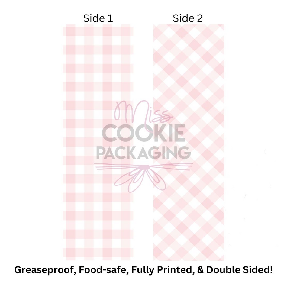 Pink Gingham Cookie BAG Backer Card - 2.625
