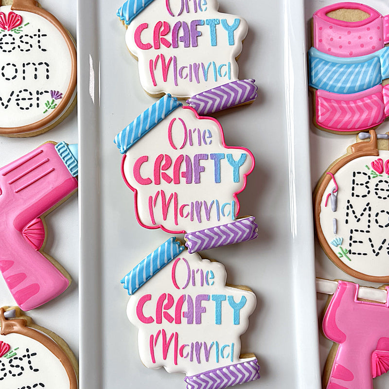 One Crafty Mama Plaque Cookie Cutter WITH STENCIL