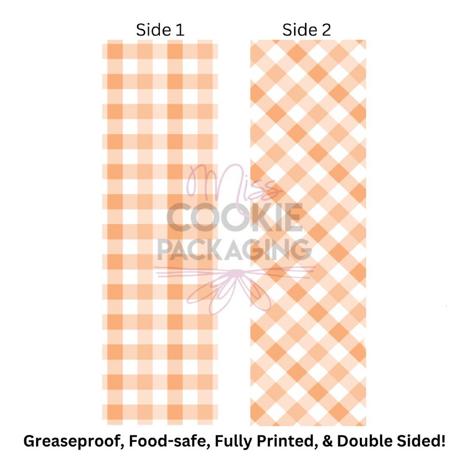 Orange Gingham Cookie BAG Backer Card - 2.625