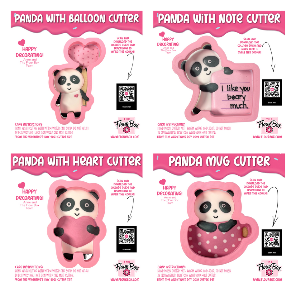 Panda Valentine's Day Cookie Cutter BUNDLE (Regular Size)