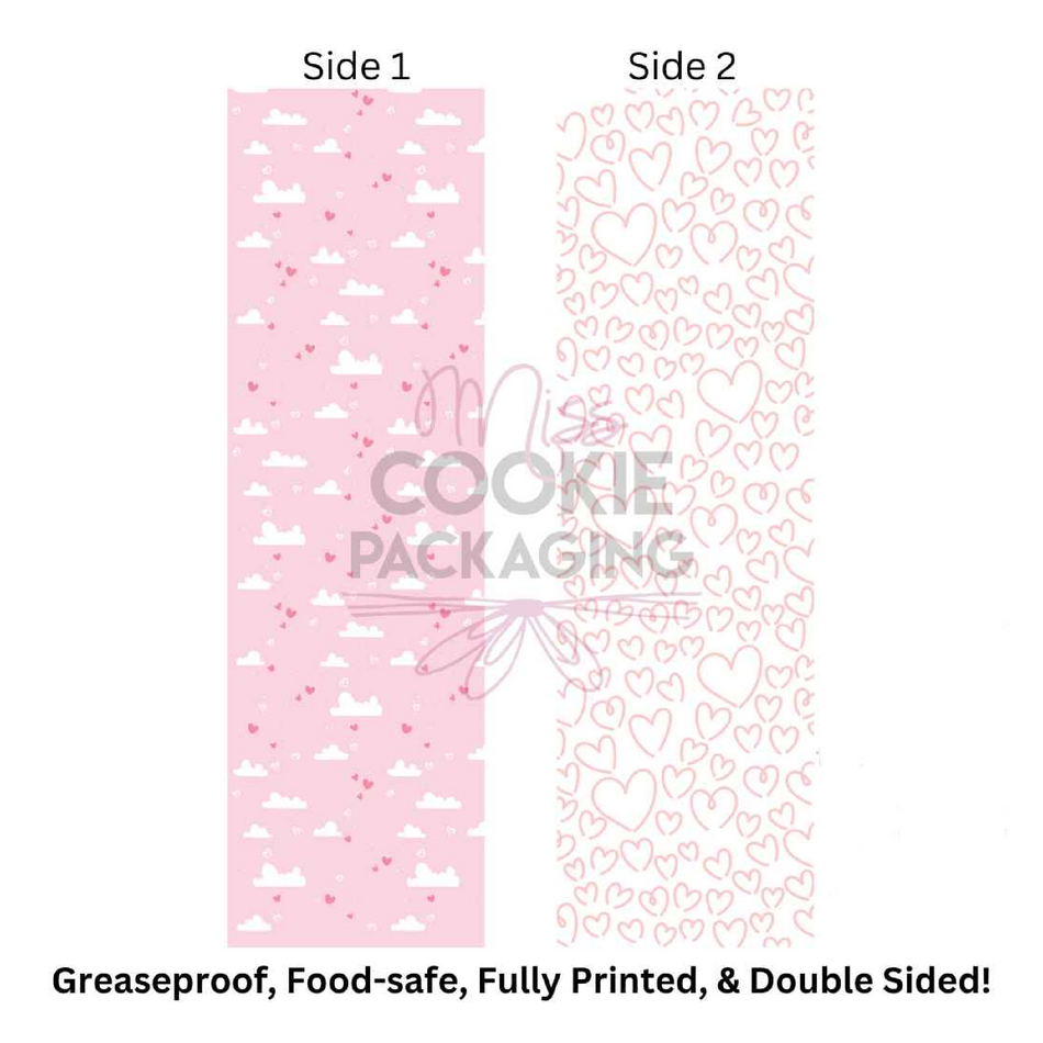 Pink Cloud Hearts Cookie BAG Backer Card - 2.625