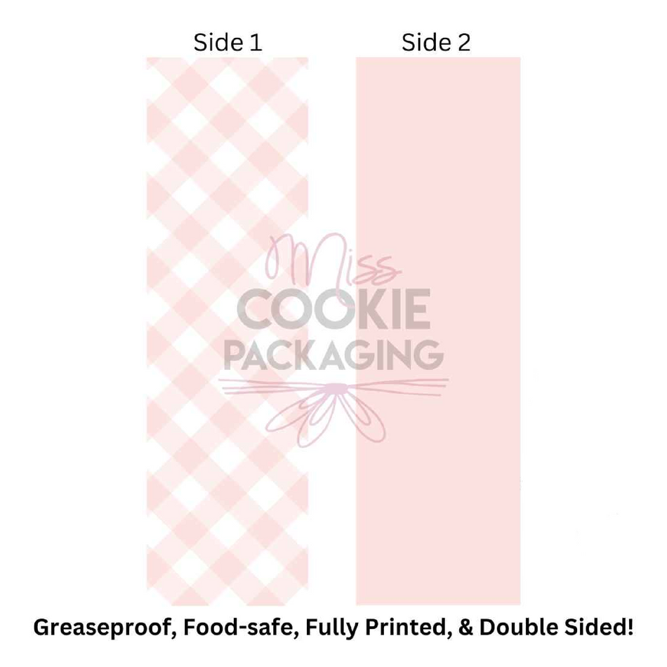 Solid Pink Gingham Cookie BAG Backer Card - 2.625