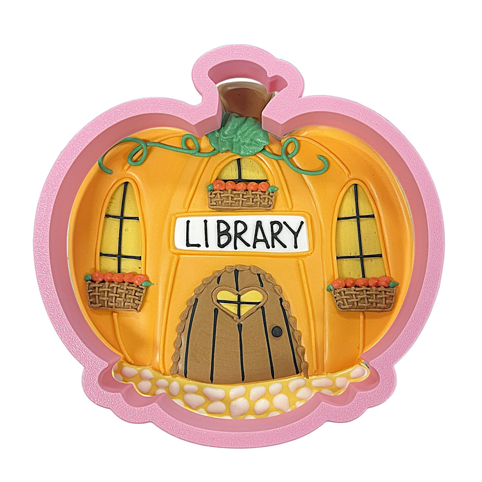 Pumpkin Library Cookie Cutter with Stencil
